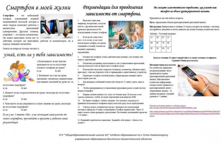 Исследование «Смартфон в моей жизни...узнай, есть ли у тебя зависимость"